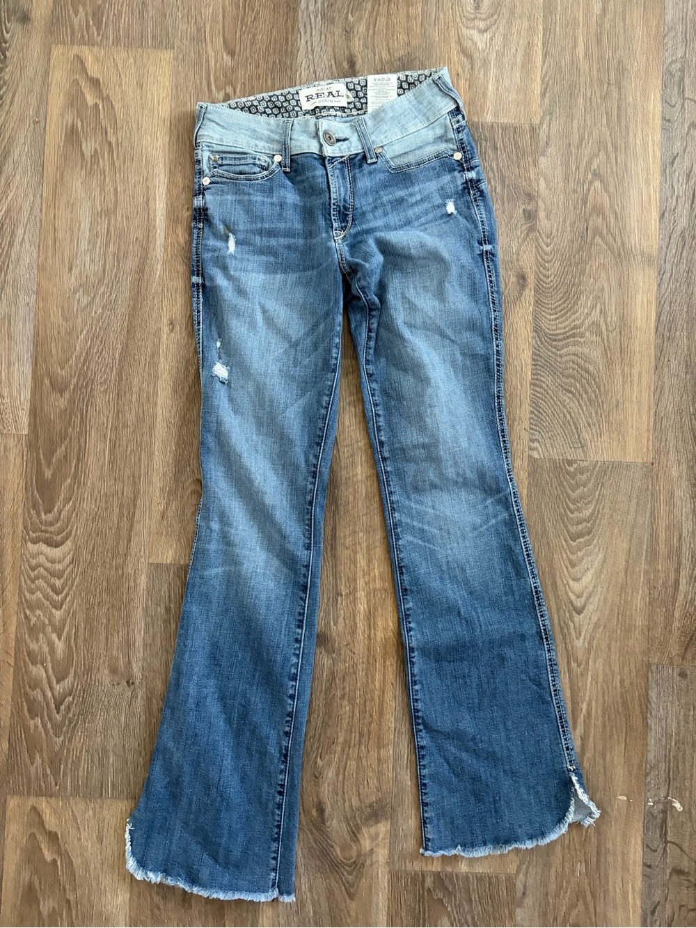 Ariat Real Denim Y2K Bootcut Flare Jeans Raw Hem Western Cowgirl 27R